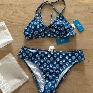 Cupshe Blue and White Floral Bikini
